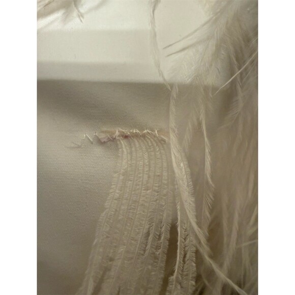 LAMARQUE Alena Mini Dress Womens Size M White V-Neck Sleeveless Feather - Picture 8 of 12
